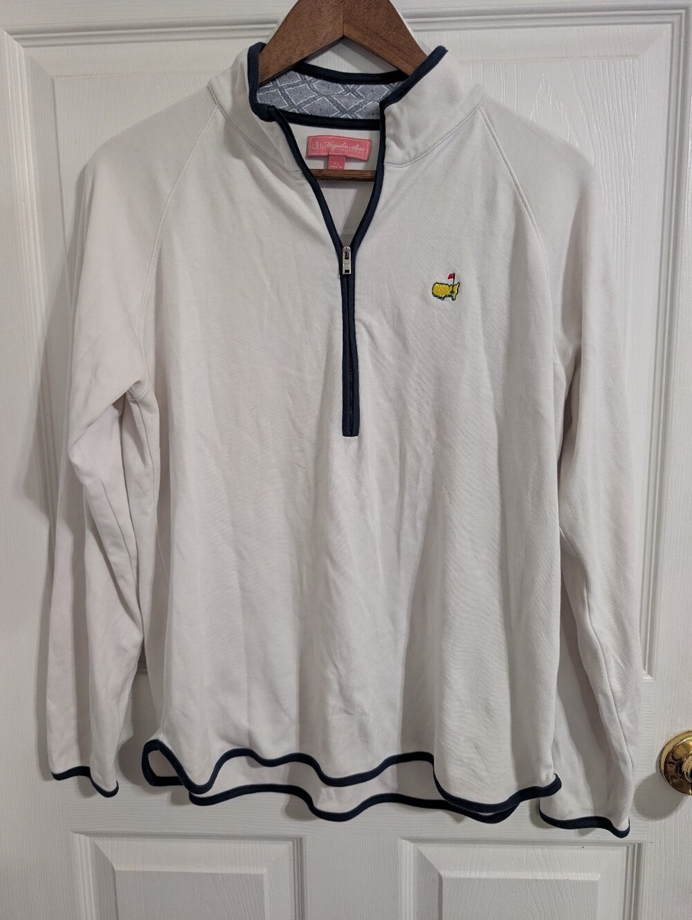 Magnolia Lane Masters Pullover White 1/4 Zip Womens Top Golf Size XL *stains*